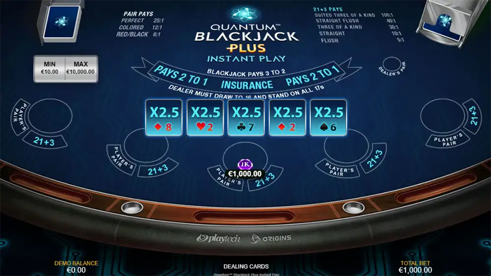 Quantum Blackjack Plus Instant Play demonstração