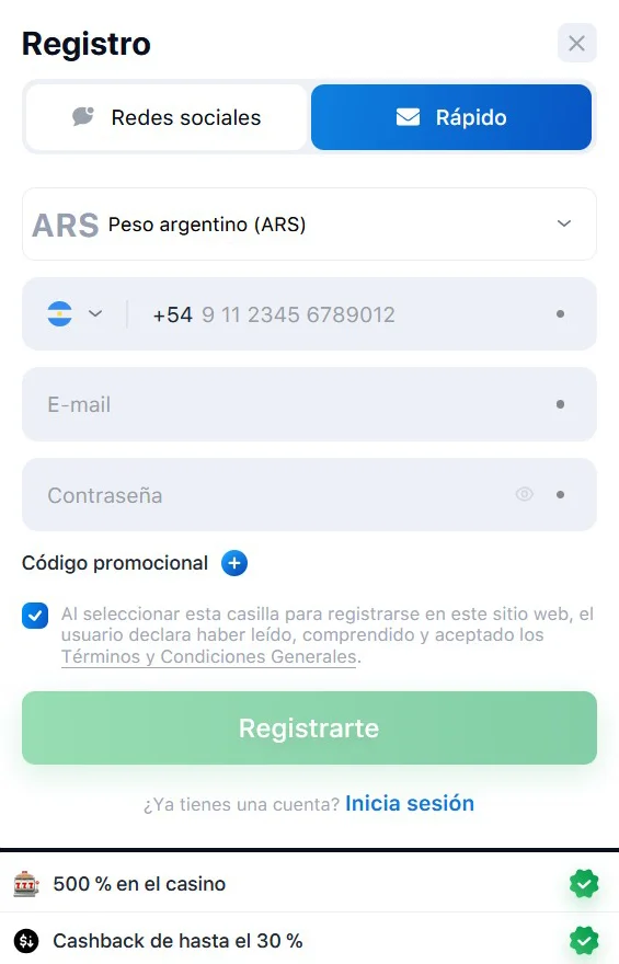 Lucky Star Formulário de Registro