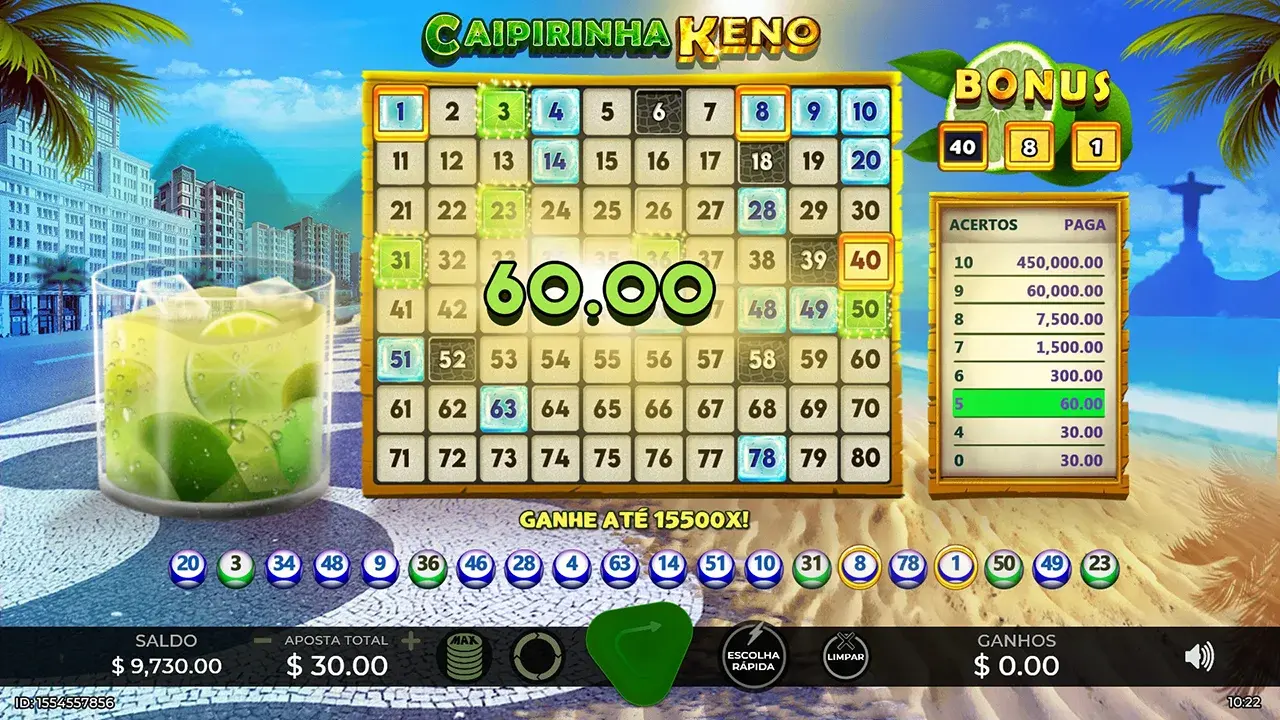 Caipirinha Keno Ganhos