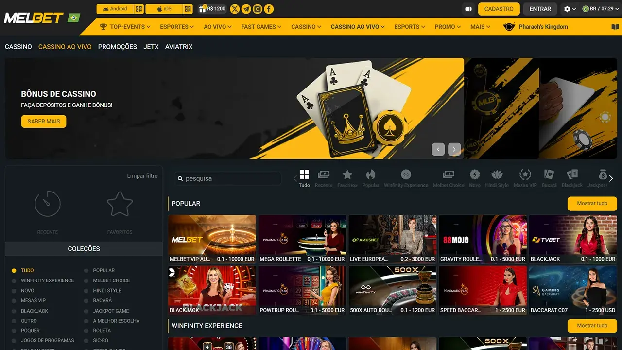 MelBet Cassino Dealer ao Vivo