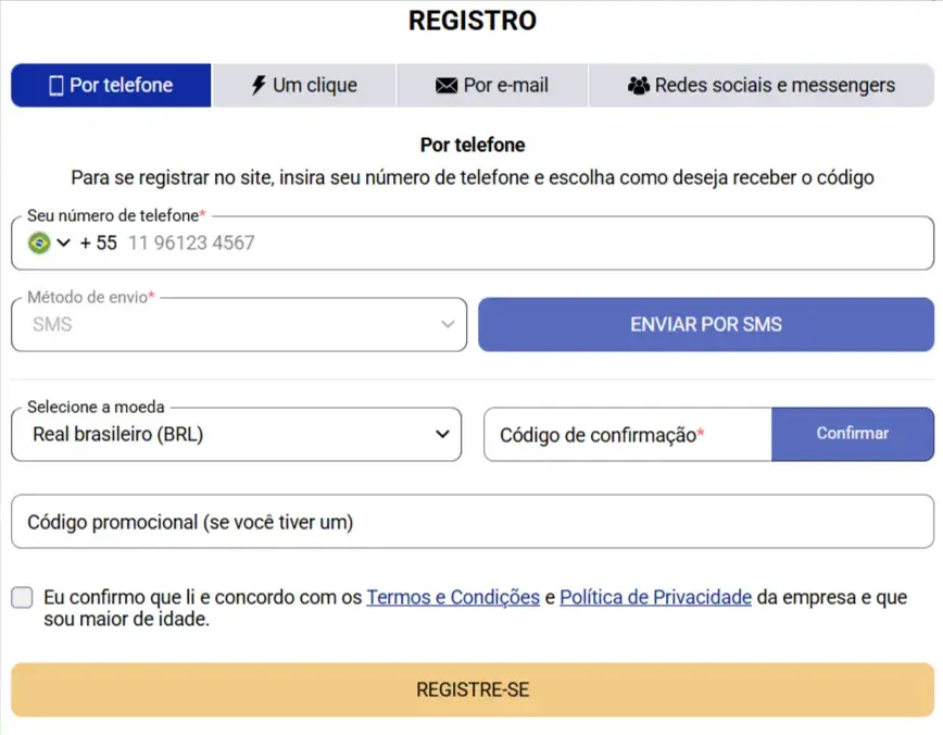 SapphireBet Cassino Formulário de Cadastro SapphireBet Cassino Formulário de Cadastro