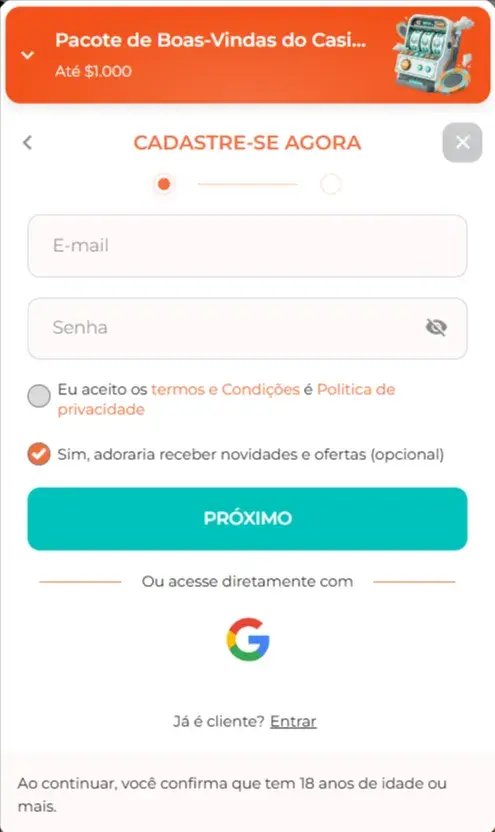 Spininio Cassino Formulário de Cadastro Spininio Cassino Formulário de Cadastro